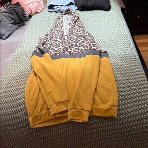 Leopard Print and Yellow Hoodie